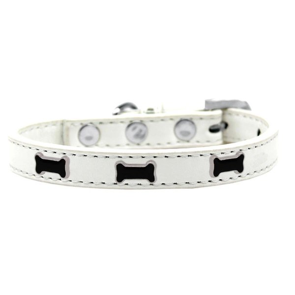 Mansbestfriend Black Bone Widget Dog CollarWhite Size 20 MA917460